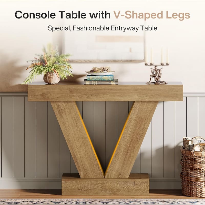 41.3" Console Table with V-Shaped Legs for EntrywayLiving Room, Hallway, Foyer, Entrance