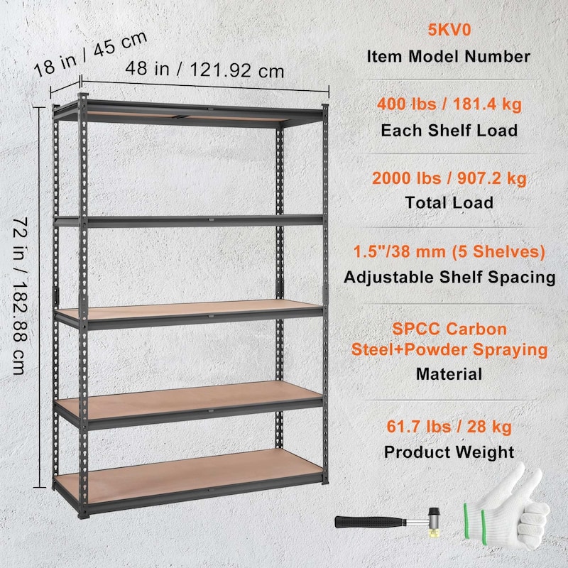 Heavy Duty Garage Shelves Metal Organizer Utility Rack Black