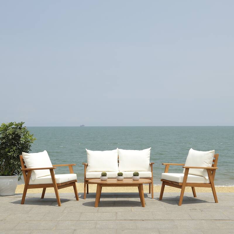 SAFAVIEH Outdoor Deacon 4-piece Conversation Patio Set. - 49" W x 30" D x 31" H