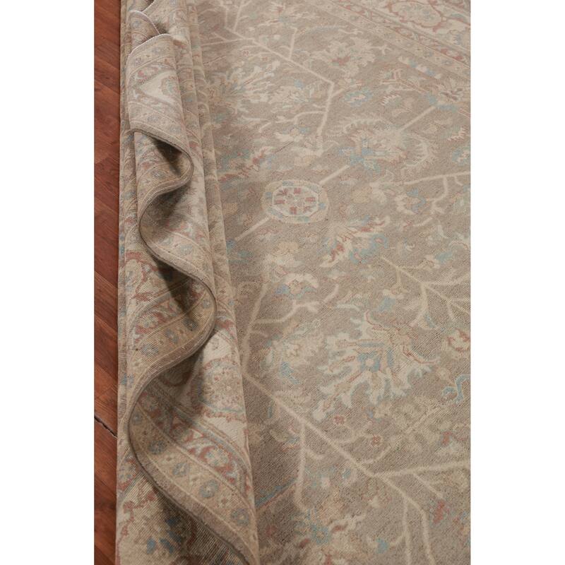 Hand Knotted Oriental 100% Wool Carpet Transitional Floral Beige & Ivories Oushak Area Rug - 9' 9'' X 8' 0''