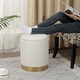 preview thumbnail 26 of 88, Adeco Round Storage Ottoman Footrest Stool Velvet Gold Plating Base