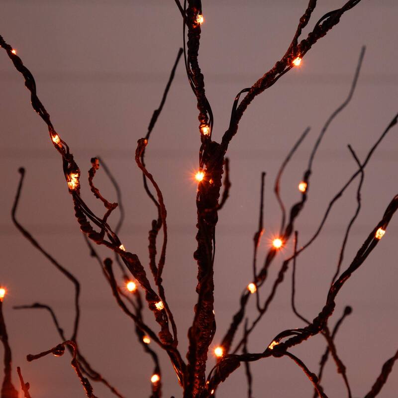 Pre-Lit Black Twig Artificial Halloween Tree - 4' - Multicolor LED Lights