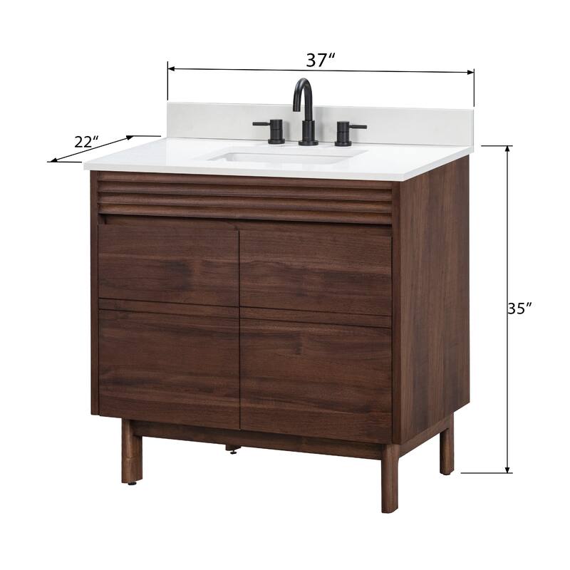 Avanity Carina Bathroom Vanity in Coffee Teak with White Engineered Stone Top