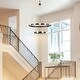 preview thumbnail 2 of 8, Rezz Black LED Wagon Wheel Two-Tier Round Large Chandelier - 33.86 in. W x 42.52 in. H x 33.86 in. D