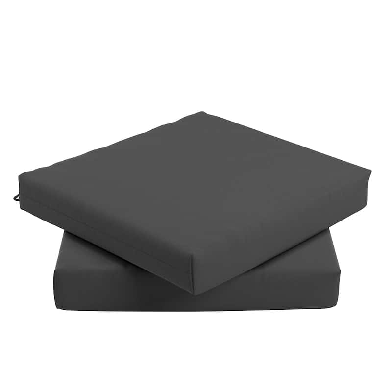 California Umbrella Outdoor Chair Pad Set of 2, 18" x 18", 2.5" Thick, Solstice Olefin Fabric - Charcoal