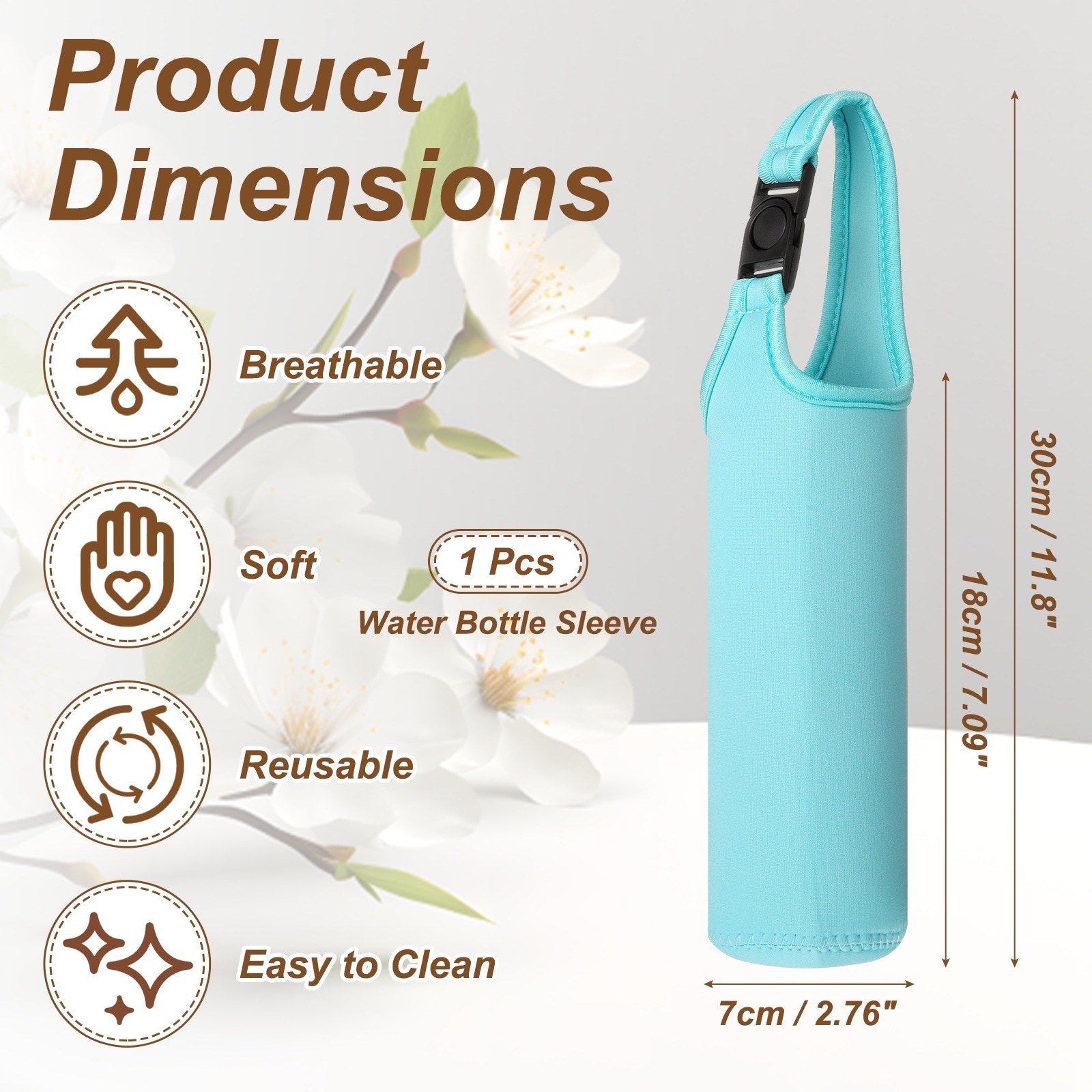 Neoprene Water Bottle Sleeves, Water Bottle Carrier Insulators Beverage Bottle Sleeve with Handle, Fit for Hiking