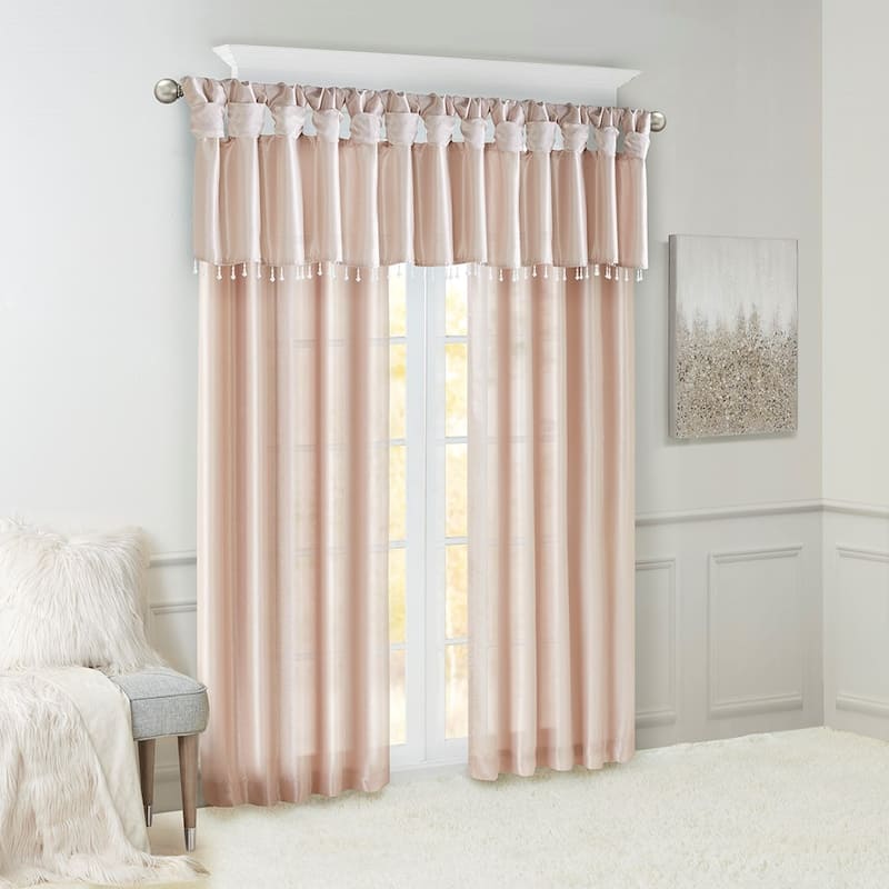 Twist Tab Lined Window Curtain Panel 50x84" - Blush