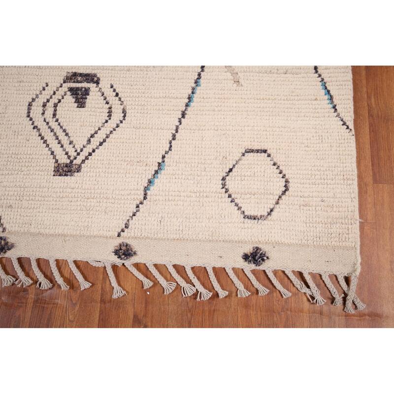 Moroccan Abstract Area Rug Handmade Wool Carpet - 7'11" x 11'6"