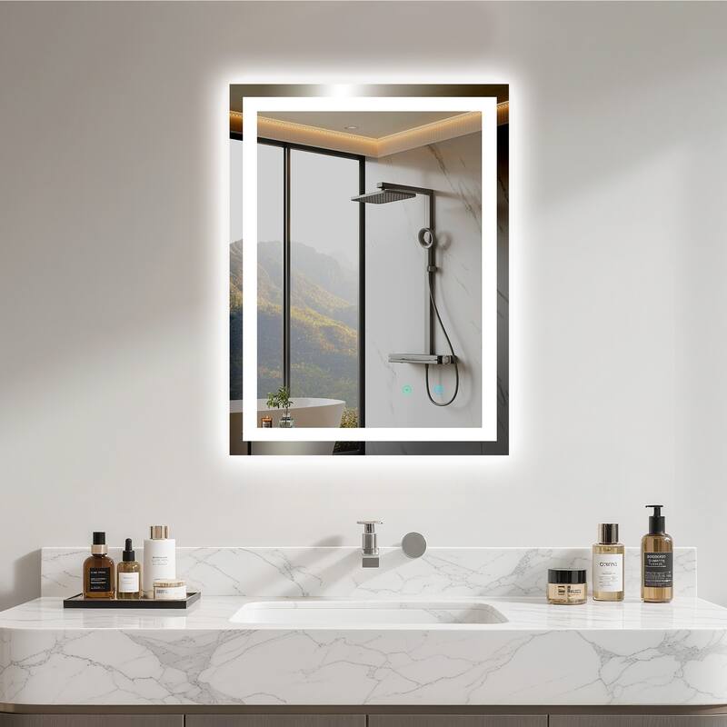 Frameless LED Bathroom Mirror with High Luminosity and Anti-Fog Technology, Wall-Mounted Rectangle Vanity Mirror
