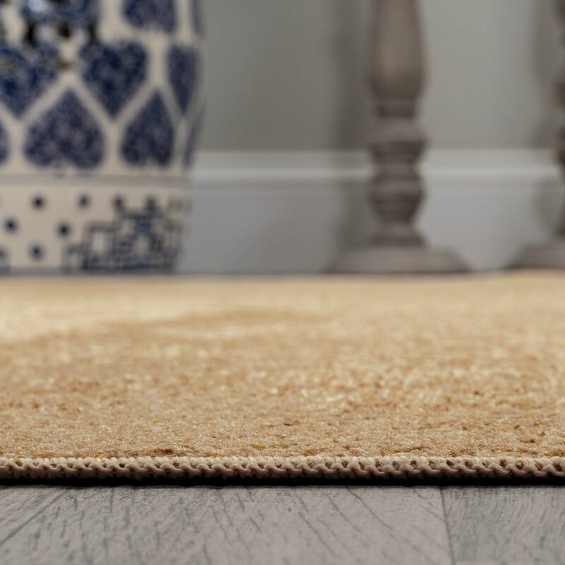 JONATHAN Y Fawning Classic Solid Low-Pile Machine-Washable Terra Area Rug