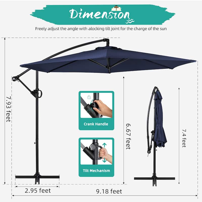 Futzca 9FT Outdoor Hanging Offset Patio Umbrella
