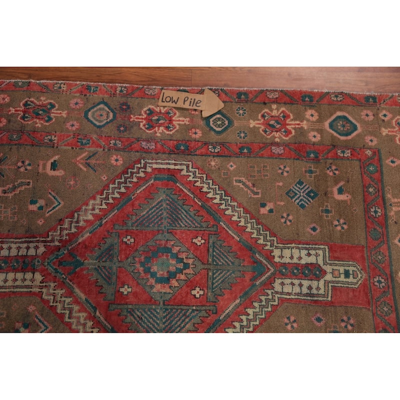Tribal Geometric Ardebil Persian Runner Rug Hand-Knotted Wool Carpet - 3'7"x 12'0"