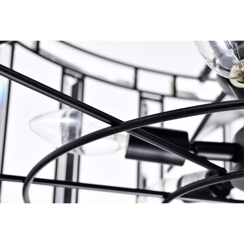 Livia 25 Inch Elegant and Glam Style Matte Black Finish Crystal Lighted Ceiling Fandelier with Remote