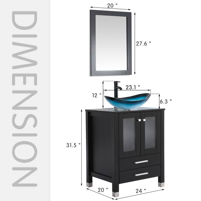 24" Bathroom Vanity with Sink Set Storage Cabinet Combo