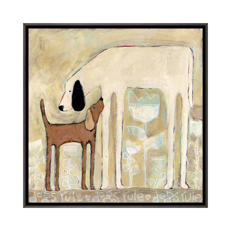 iCanvas "Dogs Rule" by Teresa Kogut Framed - 26x26 - Charcoal