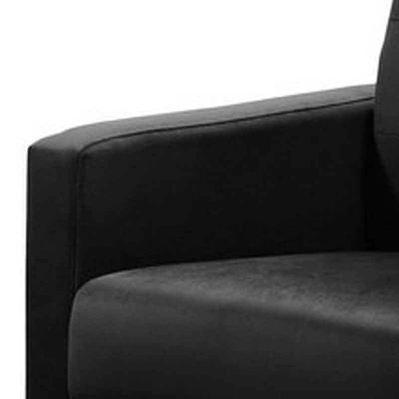 Oz 28 Inch Modern Accent Armchair with Foam Cushion, Tufted Black Velvet