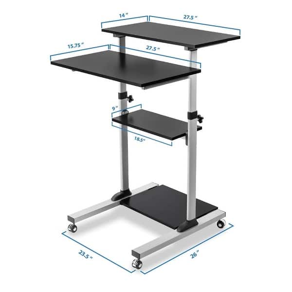 Mount-It Mobile Stand Up Desk / Height Adjustable Computer Rolling Presentation Cart With Monitor Arm , Black