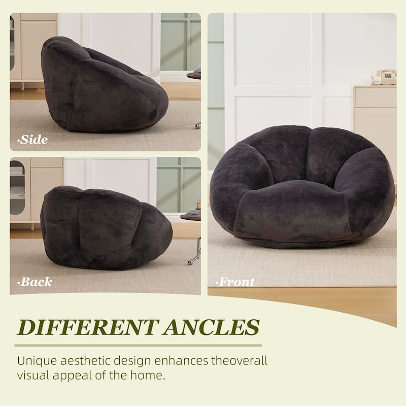 HOMEFUN Fabric Upholstered Oversized Round Comfy Bean Bag Lazy Sofa for Living Room