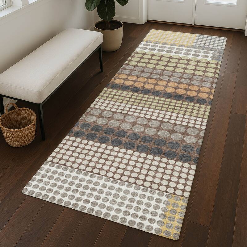 Machine Washable Indoor/ Outdoor Casual Dotty Chantille Rug