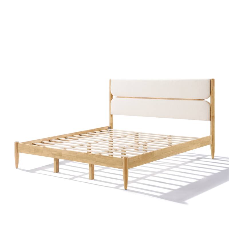 Christopher Knight Home - Marin Solid Rubber and Fleece Upholstered Bed Frame with Headboard