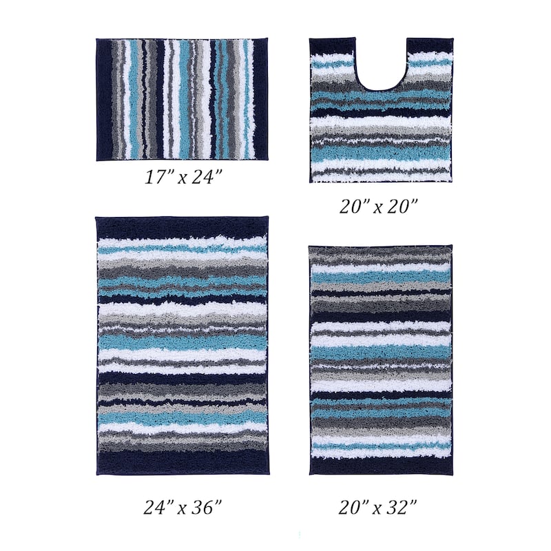 Better Trends Bath Rug 100% Polyester Super Absorbent Anti-Skid TPR Backing Bathroom Rug For Shower,Sink Mats Griffie Collection