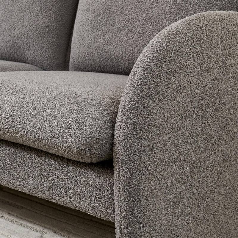 59" Lambswool Fabric Upholstered Loveseat Sofa with High Back & Toss Pillows 2 Seater Leisure Couch ,Tool-Free Assembly