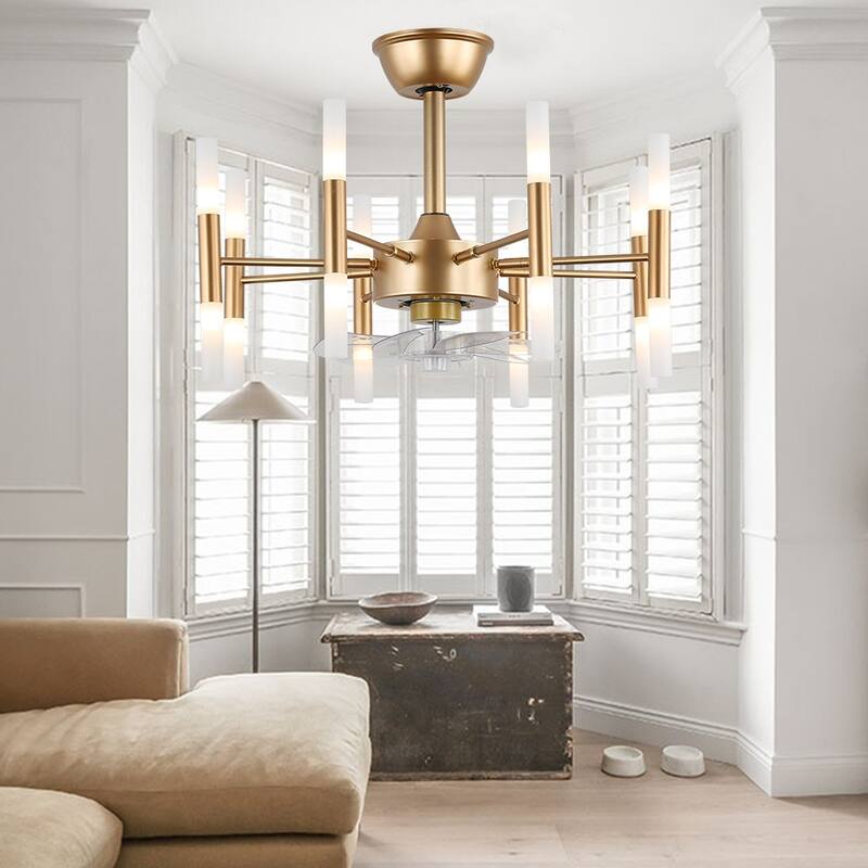 Oaks Aura Farrel 23 in.Indoor French Gold Luxury Ceiling Fan with Lights, 6-Speed Reversible Quiet DC Motor Ceiling Fan w/Remote