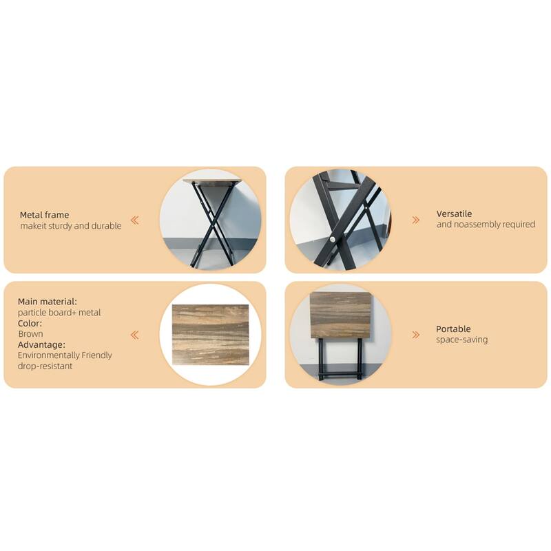 Industrial Folding TV Tray Tables,Side Table for Small Space,Snack Tables with Stable Metal Frame,Noassembly Required(1/2PCS)