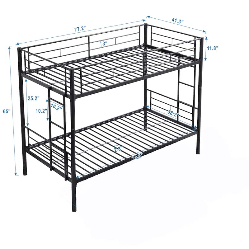 Full Over Full Metal Bunk Bed with Trundle, No Box Spring Required, Easy Assembly, Sturdy Steel Frame
