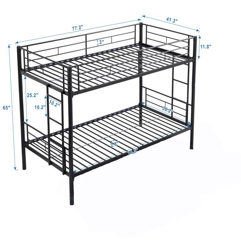 Modern Metal Bunk Bed with Sturdy Steel Frame, Easy Assembly, No Box Spring Needed, 250/350 LBS Weight Limit