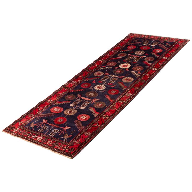 ECARPETGALLERY Hand-knotted Andelz Navy Wool Rug - 3'6 x 9'6