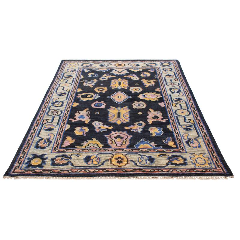ECARPETGALLERY Hand-knotted Modern Oushak Dark Navy Wool Rug - 9'2 x 12'2