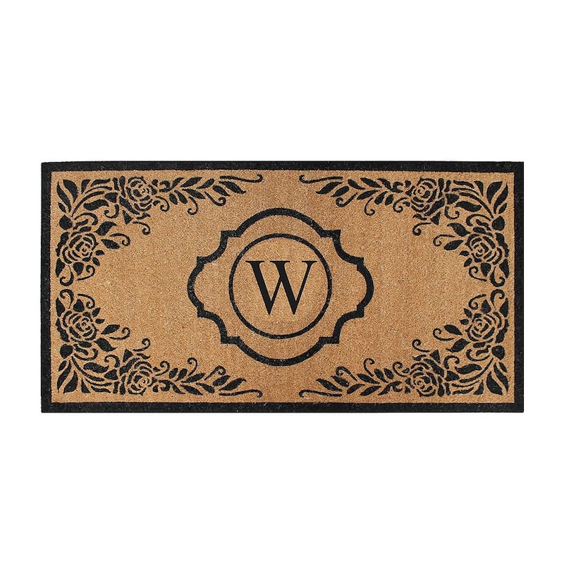 A1HC Hand Crafted Entry Flocked Coir Monogrammed Welcome Entrance Doormat 36"x72" - W