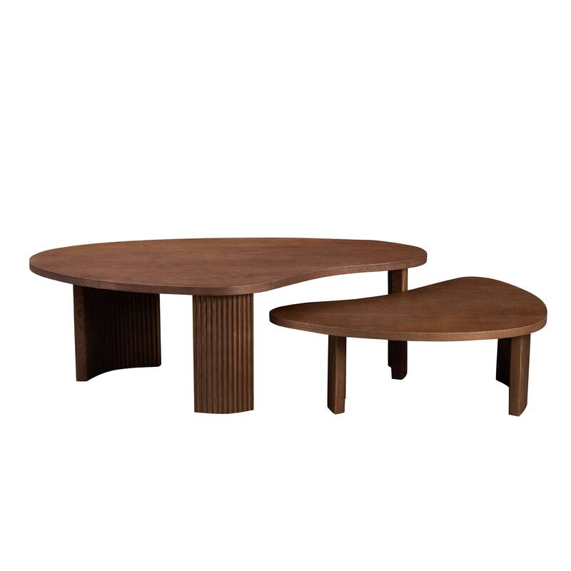 Set of 2 Irregular Shape Coffee Tables Modern Nesting Coffee Tables