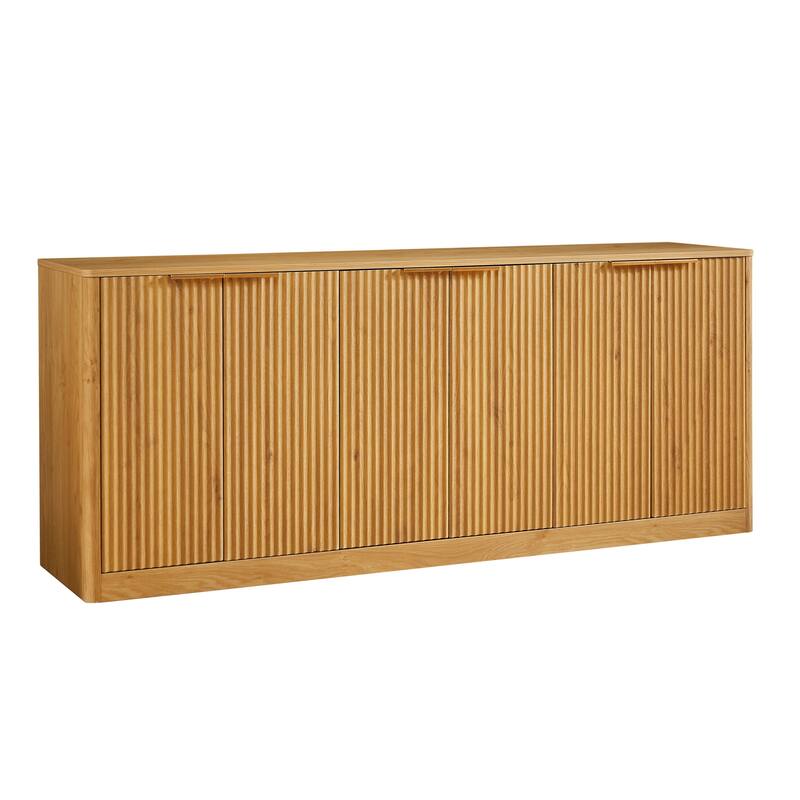 67-Inch Modern Wavy Sideboard, Curved 6-Door Storage Cabinet for Living Room, Kitchen & Bedroom