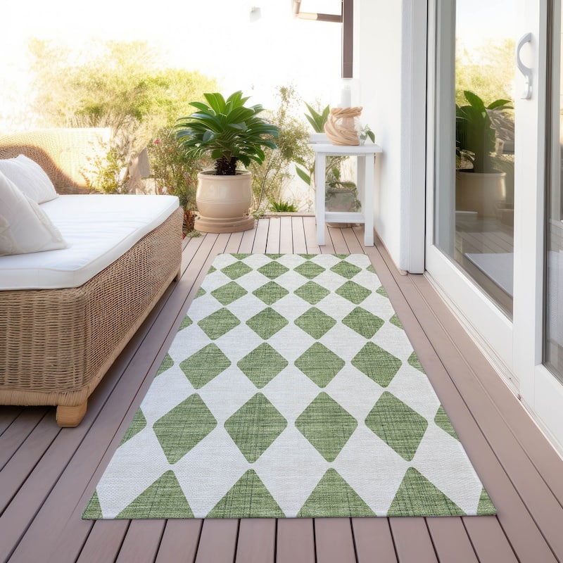 Machine Washable Indoor/ Outdoor Chantille Diamond Argyle Rug