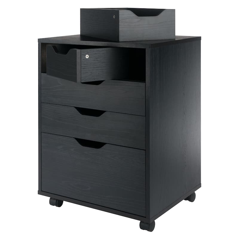 Halifax Bins & Drawers Storage Mobile Cabinet, Black