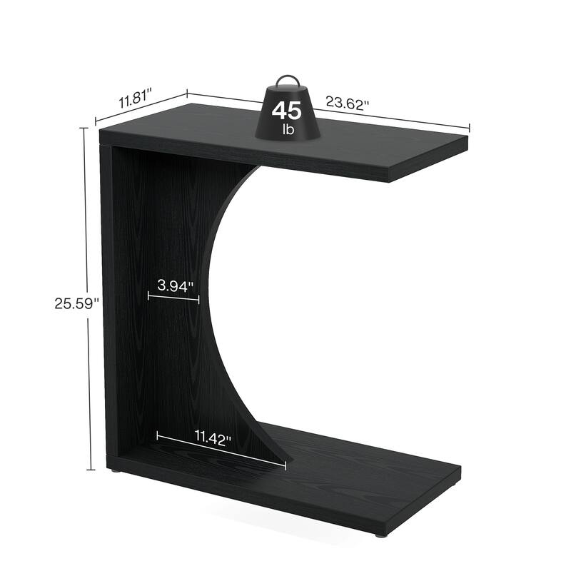 C-Shaped End Table for Couch, Side Table for Small Space