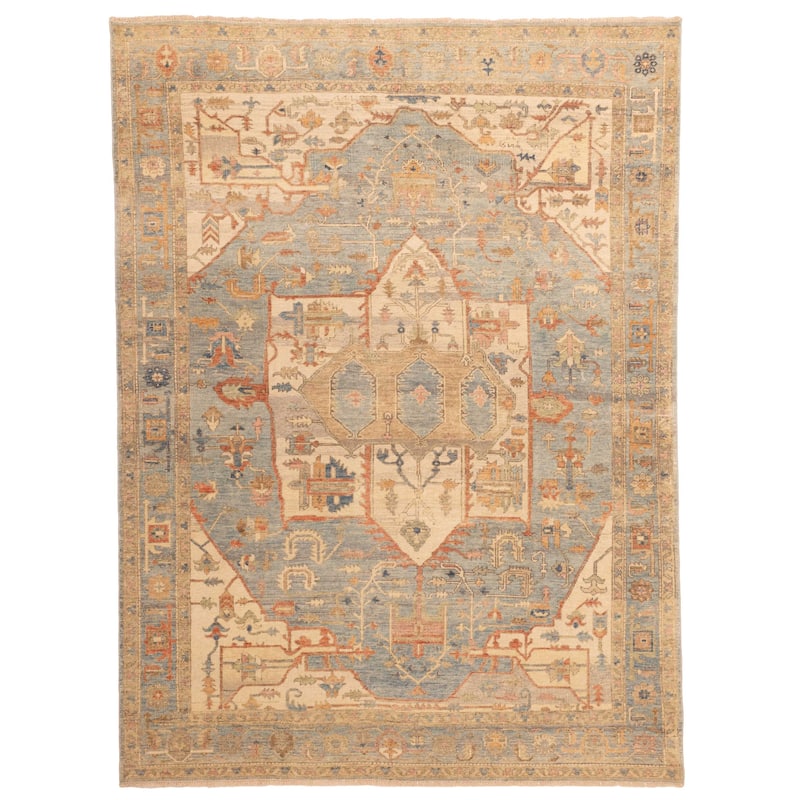 ECARPETGALLERY Hand-knotted Jules Serapi Light Blue Wool Rug - 8'11 x 11'8