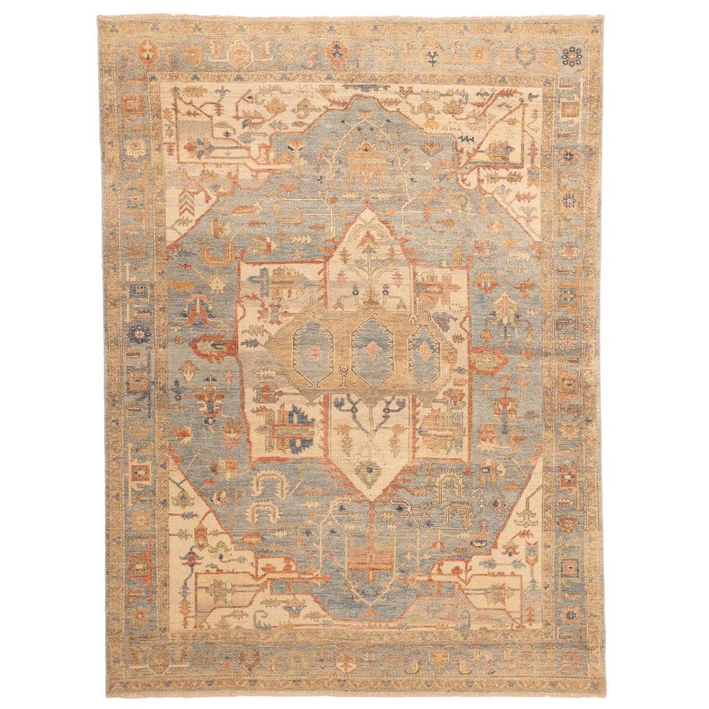ECARPETGALLERY Hand-knotted Jules Serapi Light Blue Wool Rug - 8'11 x 11'8