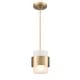 preview thumbnail 1 of 5, Syros Modern Pendant Light Industrial Mini Cylinder w/ Glass Shade Brass w/Frosted Shade