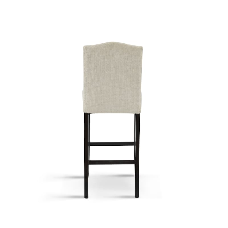 Roomfitters Upholstered Counter Height Barstool Set of 2, Fabric Seat with Rubberwood Legs, Beige