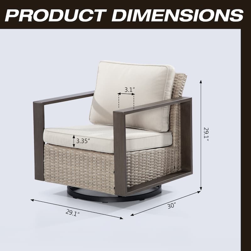 Cozywor 2-Piece Patio Wicker Outdoor Rocking Chair with Metal Frame and Cushions