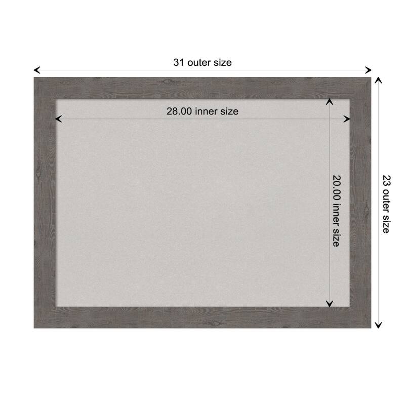 Rustic Plank Narrow Framed Grey Corkboard Bulletin Board - Rustic Plank Grey Narrow - Board Size 28x20