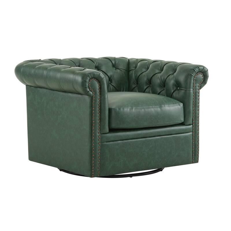 Roomfitters Chesterfield Swivel Club Chair, Tufted Accent Armchair for Living Room