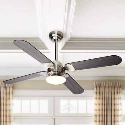42 in. LED Indoor Satin Nickel Downrod Mount Ceiling Fan with Light Kit - 42 inches diameter x 14.5 inches high