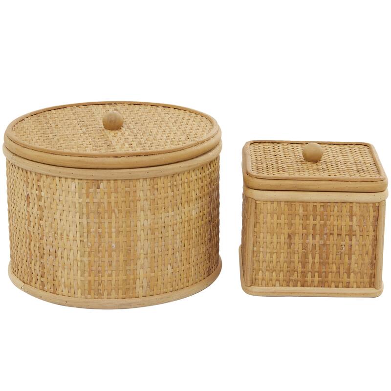 Rattan Storage Decorative Box - Set of 2 Brown - Roche River Decor
