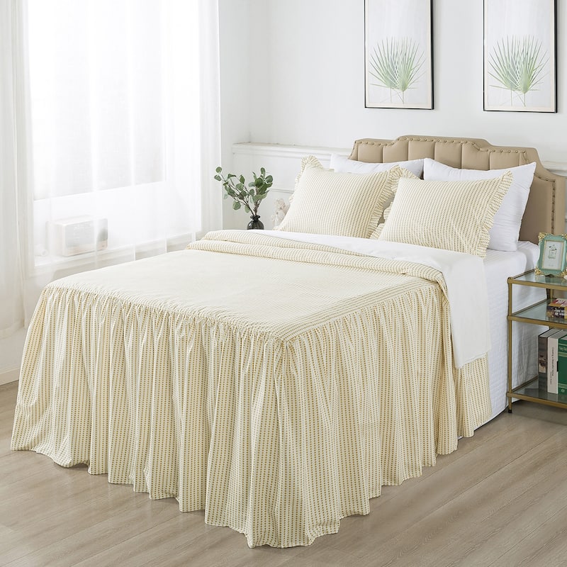 Polka Dot Ruffle Skirt bedspread with 30-inch Drop - Yellow - King