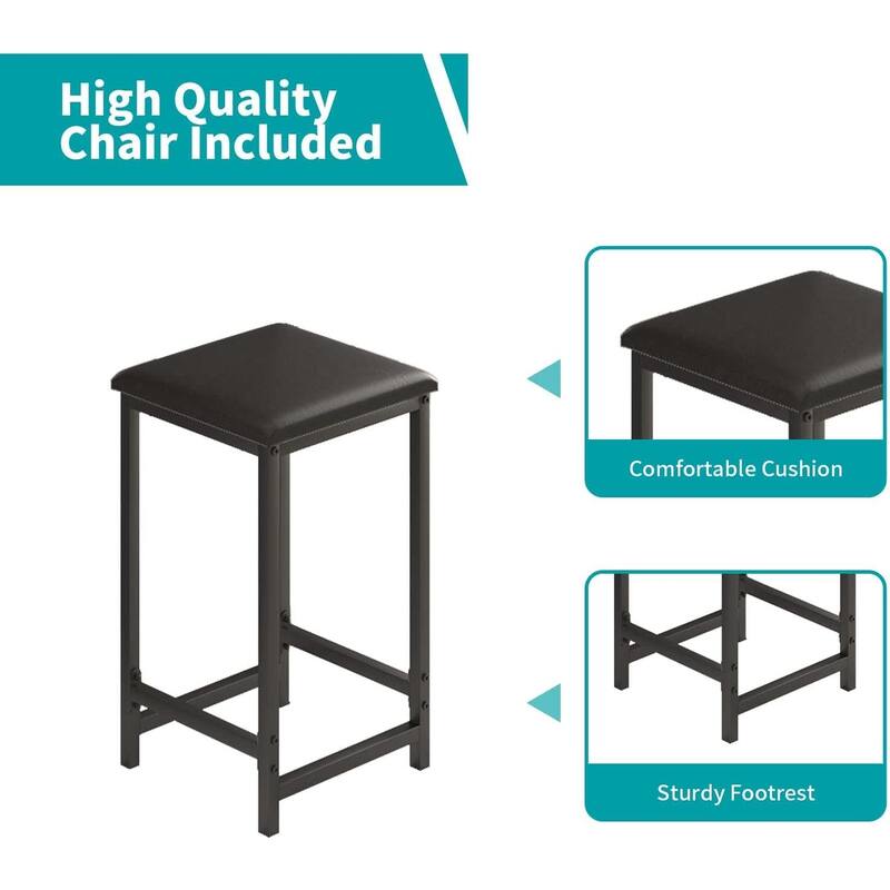 Mixoy Kitchen Table and Stools Set with 3 Storage Shelves,Bistro Bar Table with Bar Stools,Bar Counter,Suitable for Drinking