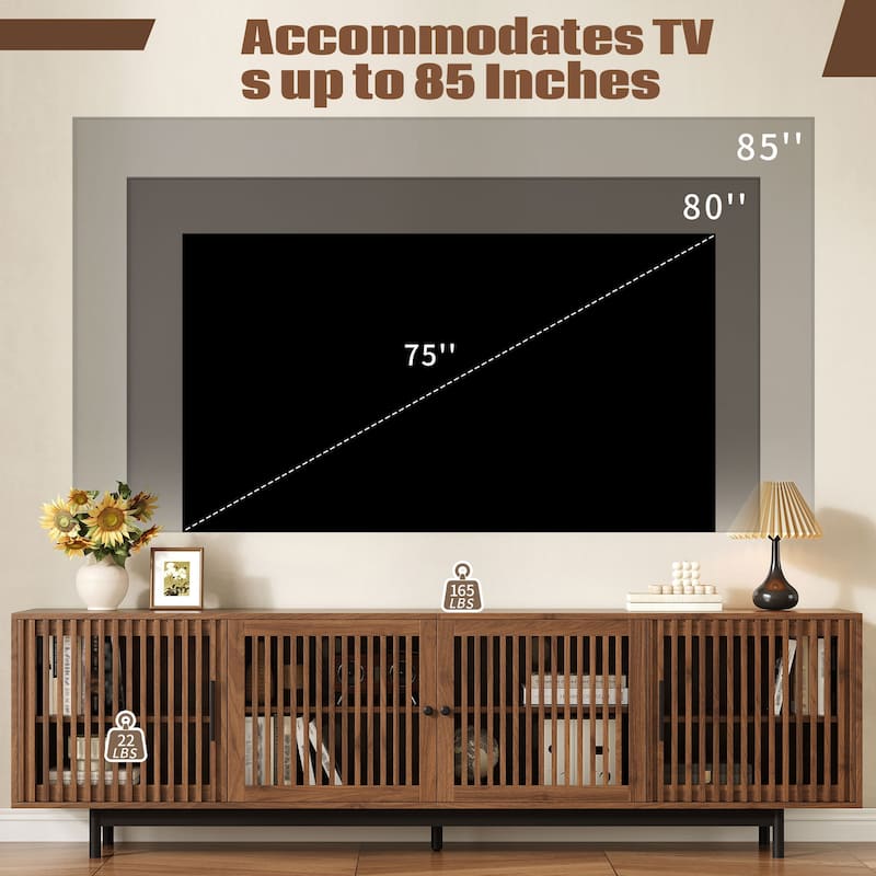 78" Modern TV Stand for TVs up to 85" with Closed Storage, Cable Management & Solid Wood Legs